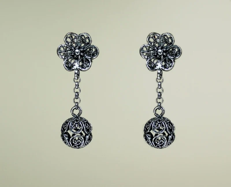 Pendientes Flor Bola de Filigrana