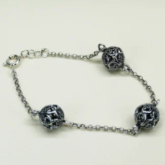 Pulsera Cadena Rolo Tres Bolas