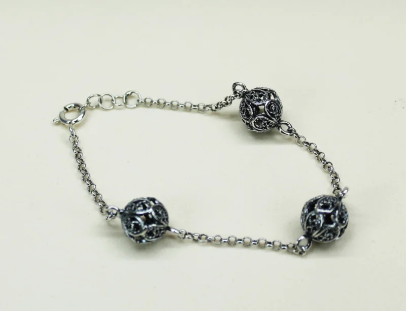 Pulsera Cadena Rolo Tres Bolas